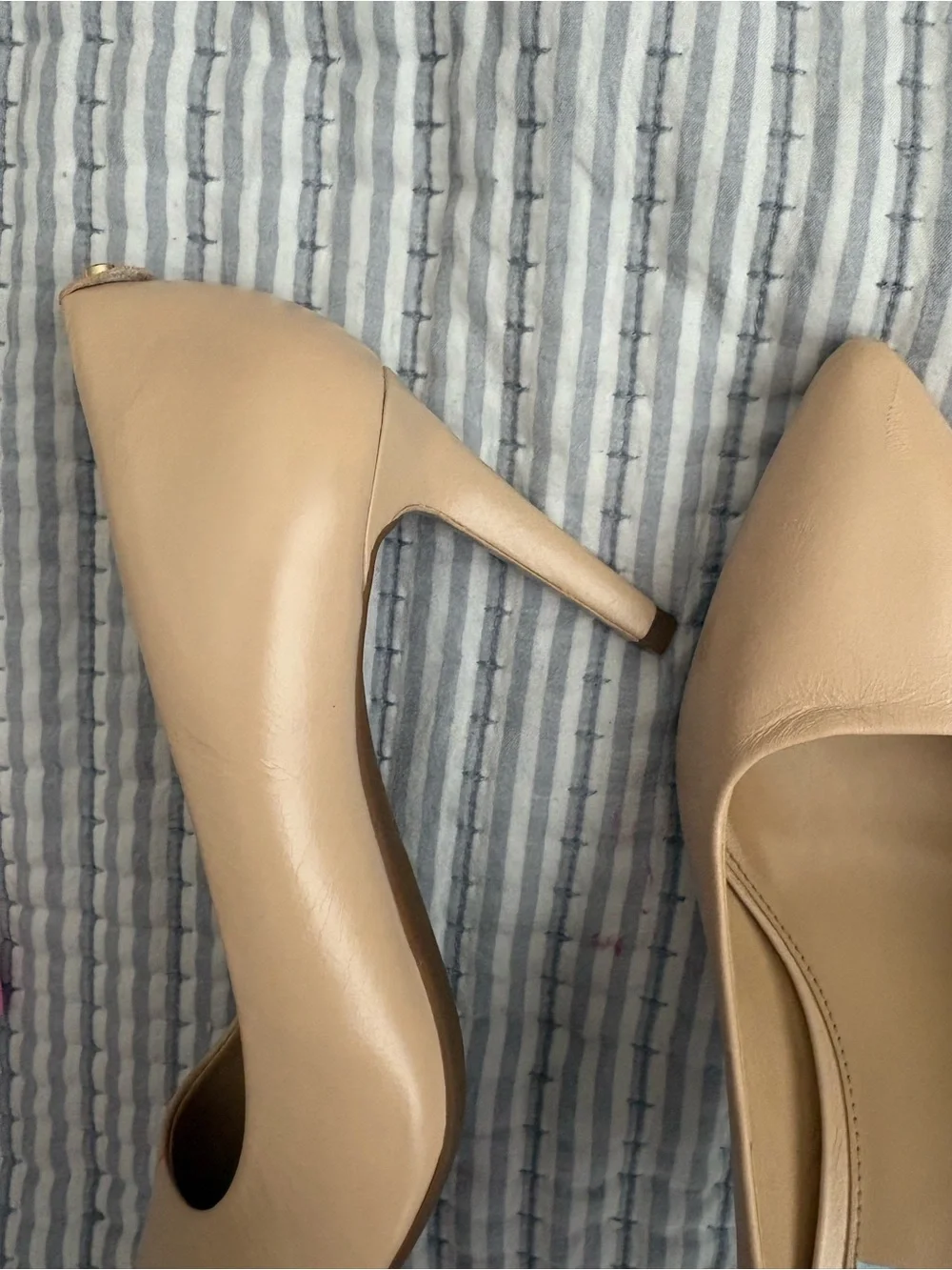 Michael Kors Beige Pointed-Toe Leather Flats